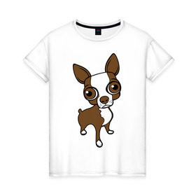 Женская футболка хлопок с принтом Милая собачка в Кировске, 100% хлопок | прямой крой, круглый вырез горловины, длина до линии бедер, слегка спущенное плечо | Тематика изображения на принте: милая | пес | собака | собачка | терьер | той | чихуахуа
