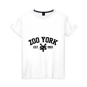 Женская футболка хлопок с принтом Zoo York в Кировске, 100% хлопок | прямой крой, круглый вырез горловины, длина до линии бедер, слегка спущенное плечо | 300 | york | zoo | антибренд | зоо | йорк