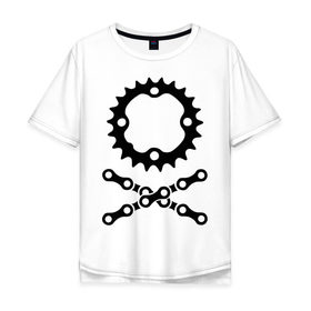 Мужская футболка хлопок Oversize с принтом Велосипедная цепь и звездочка в Кировске, 100% хлопок | свободный крой, круглый ворот, “спинка” длиннее передней части | Тематика изображения на принте: пират