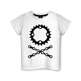 Детская футболка хлопок с принтом Велосипедная цепь и звездочка в Кировске, 100% хлопок | круглый вырез горловины, полуприлегающий силуэт, длина до линии бедер | пират