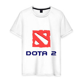 Мужская футболка хлопок с принтом Dota 2 logo в Кировске, 100% хлопок | прямой крой, круглый вырез горловины, длина до линии бедер, слегка спущенное плечо. | 