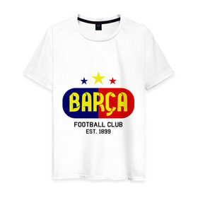 Мужская футболка хлопок с принтом Barcelona Football club в Кировске, 100% хлопок | прямой крой, круглый вырез горловины, длина до линии бедер, слегка спущенное плечо. | barca | barcelona | club | football | барселона | клуб | футбол