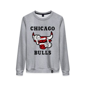 Женский свитшот хлопок с принтом Chicago Bulls Swag в Кировске, 100% хлопок | прямой крой, круглый вырез, на манжетах и по низу широкая трикотажная резинка  | bulls | chicago | new | swag | буллс | чикаго