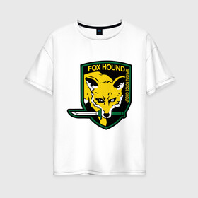 Женская футболка хлопок Oversize с принтом Foxhound в Кировске, 100% хлопок | свободный крой, круглый ворот, спущенный рукав, длина до линии бедер
 | лиса