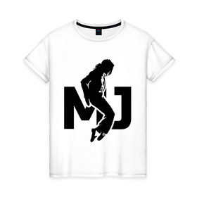 Женская футболка хлопок с принтом Майкл Джексон в Кировске, 100% хлопок | прямой крой, круглый вырез горловины, длина до линии бедер, слегка спущенное плечо | jackson | king | michael | music | pop | джексон | джэксон | король | майкл | музыка | поп | попса