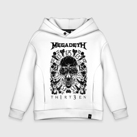 Детское худи Oversize хлопок с принтом Megadeth thirteen в Кировске, френч-терри — 70% хлопок, 30% полиэстер. Мягкий теплый начес внутри —100% хлопок | боковые карманы, эластичные манжеты и нижняя кромка, капюшон на магнитной кнопке | megadeth