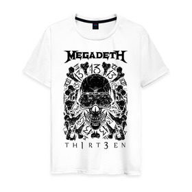 Мужская футболка хлопок с принтом Megadeth thirteen в Кировске, 100% хлопок | прямой крой, круглый вырез горловины, длина до линии бедер, слегка спущенное плечо. | megadeth