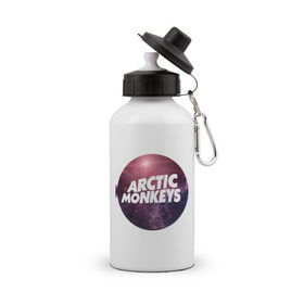 Бутылка спортивная с принтом Arctic monkeys space logo в Кировске, металл | емкость — 500 мл, в комплекте две пластиковые крышки и карабин для крепления | Тематика изображения на принте: arctic monkeys