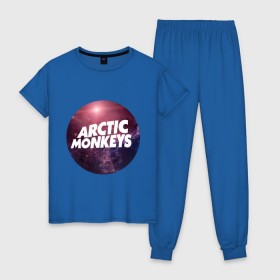 Женская пижама хлопок с принтом Arctic monkeys space logo в Кировске, 100% хлопок | брюки и футболка прямого кроя, без карманов, на брюках мягкая резинка на поясе и по низу штанин | arctic monkeys