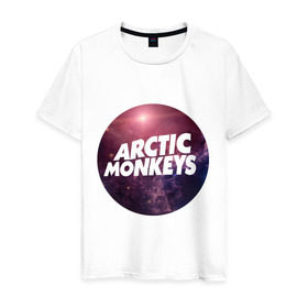 Мужская футболка хлопок с принтом Arctic monkeys space logo в Кировске, 100% хлопок | прямой крой, круглый вырез горловины, длина до линии бедер, слегка спущенное плечо. | Тематика изображения на принте: arctic monkeys