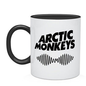 Кружка двухцветная с принтом Arctic monkeys wave в Кировске, керамика | объем — 330 мл, диаметр — 80 мм. Цветная ручка и кайма сверху, в некоторых цветах — вся внутренняя часть | arctic monkeys