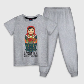Детская пижама хлопок с принтом Брюнетки правят миром в Кировске, 100% хлопок |  брюки и футболка прямого кроя, без карманов, на брюках мягкая резинка на поясе и по низу штанин
 | Тематика изображения на принте: русь