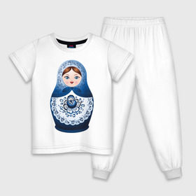 Детская пижама хлопок с принтом Матрешка Гжель в Кировске, 100% хлопок |  брюки и футболка прямого кроя, без карманов, на брюках мягкая резинка на поясе и по низу штанин
 | русь