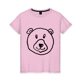 Женская футболка хлопок с принтом Медведь в Кировске, 100% хлопок | прямой крой, круглый вырез горловины, длина до линии бедер, слегка спущенное плечо | русь