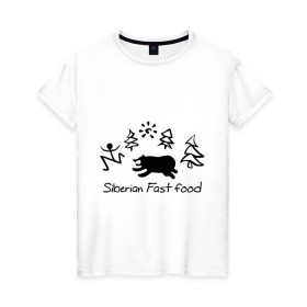 Женская футболка хлопок с принтом Siberian Fast food в Кировске, 100% хлопок | прямой крой, круглый вырез горловины, длина до линии бедер, слегка спущенное плечо | siberia fastfood | елки | фастфуд