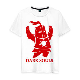 Мужская футболка хлопок с принтом Dark Souls в Кировске, 100% хлопок | прямой крой, круглый вырез горловины, длина до линии бедер, слегка спущенное плечо. | dark souls