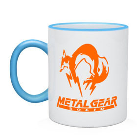 Кружка двухцветная с принтом Metal Gear Solid Fox в Кировске, керамика | объем — 330 мл, диаметр — 80 мм. Цветная ручка и кайма сверху, в некоторых цветах — вся внутренняя часть | лиса