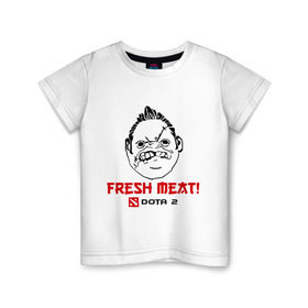 Детская футболка хлопок с принтом Пудж Свежее мясо в Кировске, 100% хлопок | круглый вырез горловины, полуприлегающий силуэт, длина до линии бедер | dota | fresh | meat | pudge | дота | мясо | пудж | свежее