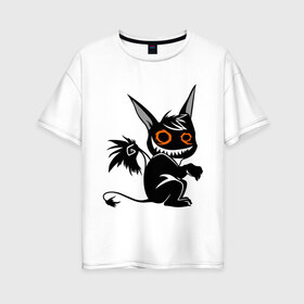 Женская футболка хлопок Oversize с принтом Маленький демон в Кировске, 100% хлопок | свободный крой, круглый ворот, спущенный рукав, длина до линии бедер
 | крылья