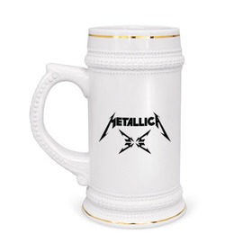 Кружка пивная с принтом Metallica в Кировске,  керамика (Материал выдерживает высокую температуру, стоит избегать резкого перепада температур) |  объем 630 мл | металлика