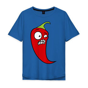 Мужская футболка хлопок Oversize с принтом Перец в Кировске, 100% хлопок | свободный крой, круглый ворот, “спинка” длиннее передней части | красный | оскал | острый | перец | чили