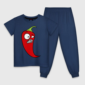 Детская пижама хлопок с принтом Перец в Кировске, 100% хлопок |  брюки и футболка прямого кроя, без карманов, на брюках мягкая резинка на поясе и по низу штанин
 | красный | оскал | острый | перец | чили
