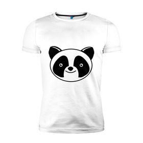 Мужская футболка премиум с принтом Мордашка панды в Кировске, 92% хлопок, 8% лайкра | приталенный силуэт, круглый вырез ворота, длина до линии бедра, короткий рукав | панда