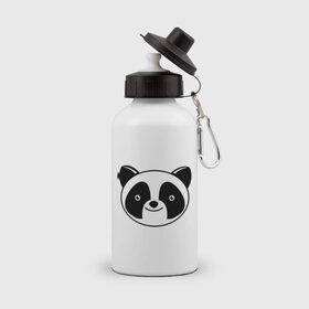 Бутылка спортивная с принтом Мордашка панды в Кировске, металл | емкость — 500 мл, в комплекте две пластиковые крышки и карабин для крепления | панда