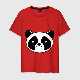 Мужская футболка хлопок с принтом Мордашка панды в Кировске, 100% хлопок | прямой крой, круглый вырез горловины, длина до линии бедер, слегка спущенное плечо. | панда
