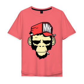 Мужская футболка хлопок Oversize с принтом Monkey Swag в Кировске, 100% хлопок | свободный крой, круглый ворот, “спинка” длиннее передней части | cap | hat | head | mnk | monkey | swag | голова | кепка | мартышка | обезьяна | свэг