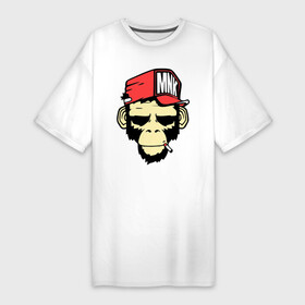 Платье-футболка хлопок с принтом Monkey Swag в Кировске,  |  | cap | hat | head | mnk | monkey | swag | голова | кепка | мартышка | обезьяна | свэг