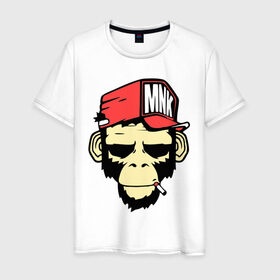 Мужская футболка хлопок с принтом Monkey Swag в Кировске, 100% хлопок | прямой крой, круглый вырез горловины, длина до линии бедер, слегка спущенное плечо. | cap | hat | head | mnk | monkey | swag | голова | кепка | мартышка | обезьяна | свэг