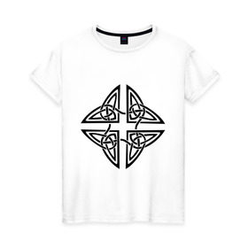 Женская футболка хлопок с принтом Кельтский орнамент в Кировске, 100% хлопок | прямой крой, круглый вырез горловины, длина до линии бедер, слегка спущенное плечо | 