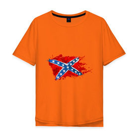 Мужская футболка хлопок Oversize с принтом Конфедерация брызги в Кировске, 100% хлопок | свободный крой, круглый ворот, “спинка” длиннее передней части | америка | звезды | конфедеративные штаты америки | конфедерация | орел | патриоты | символика | сша | туристам | флаг