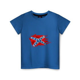 Детская футболка хлопок с принтом Конфедерация брызги в Кировске, 100% хлопок | круглый вырез горловины, полуприлегающий силуэт, длина до линии бедер | америка | звезды | конфедеративные штаты америки | конфедерация | орел | патриоты | символика | сша | туристам | флаг