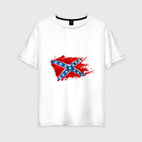 Женская футболка хлопок Oversize с принтом Конфедерация брызги в Кировске, 100% хлопок | свободный крой, круглый ворот, спущенный рукав, длина до линии бедер
 | америка | звезды | конфедеративные штаты америки | конфедерация | орел | патриоты | символика | сша | туристам | флаг