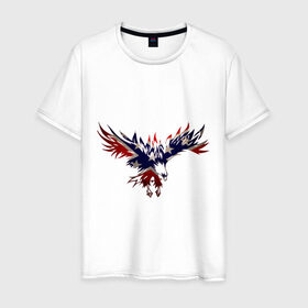 Мужская футболка хлопок с принтом Орел в Кировске, 100% хлопок | прямой крой, круглый вырез горловины, длина до линии бедер, слегка спущенное плечо. | америка | звезды | конфедеративные штаты америки | конфедерация | орел | патриоты | символика | сша | туристам | флаг