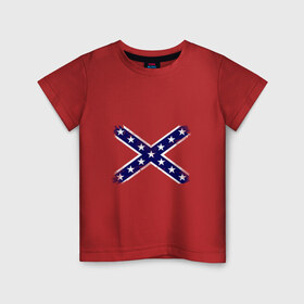 Детская футболка хлопок с принтом Флаг в Кировске, 100% хлопок | круглый вырез горловины, полуприлегающий силуэт, длина до линии бедер | америка | звезды | конфедеративные штаты америки | конфедерация | патриоты | символика | сша | туристам | флаг