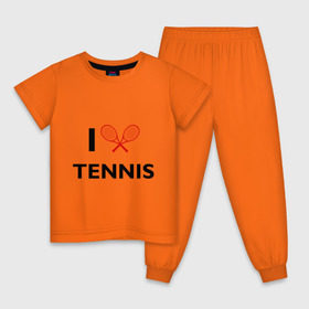 Детская пижама хлопок с принтом I Love Tennis в Кировске, 100% хлопок |  брюки и футболка прямого кроя, без карманов, на брюках мягкая резинка на поясе и по низу штанин
 | Тематика изображения на принте: ракетка | тенис | теннис | теннисист