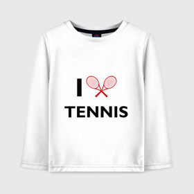 Детский лонгслив хлопок с принтом I Love Tennis в Кировске, 100% хлопок | круглый вырез горловины, полуприлегающий силуэт, длина до линии бедер | Тематика изображения на принте: ракетка | тенис | теннис | теннисист