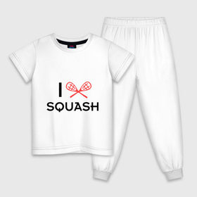 Детская пижама хлопок с принтом I LOVE SQUASH в Кировске, 100% хлопок |  брюки и футболка прямого кроя, без карманов, на брюках мягкая резинка на поясе и по низу штанин
 | squash | ракетка | сквош