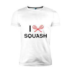 Мужская футболка премиум с принтом I LOVE SQUASH в Кировске, 92% хлопок, 8% лайкра | приталенный силуэт, круглый вырез ворота, длина до линии бедра, короткий рукав | Тематика изображения на принте: squash | ракетка | сквош