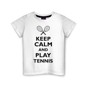 Детская футболка хлопок с принтом Play tennis в Кировске, 100% хлопок | круглый вырез горловины, полуприлегающий силуэт, длина до линии бедер | ракетка | тенис | теннис | теннисист