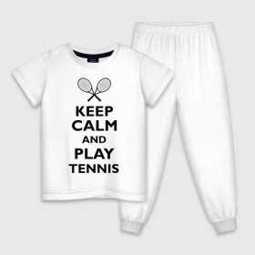 Детская пижама хлопок с принтом Play tennis в Кировске, 100% хлопок |  брюки и футболка прямого кроя, без карманов, на брюках мягкая резинка на поясе и по низу штанин
 | ракетка | тенис | теннис | теннисист