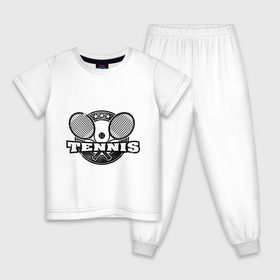 Детская пижама хлопок с принтом Tennis в Кировске, 100% хлопок |  брюки и футболка прямого кроя, без карманов, на брюках мягкая резинка на поясе и по низу штанин
 | ракетка | тенис | теннис | теннисист
