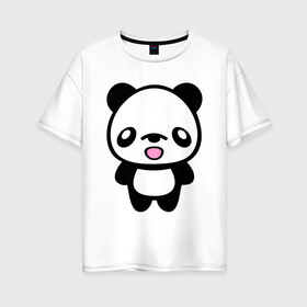 Женская футболка хлопок Oversize с принтом Маленькая пандочка в Кировске, 100% хлопок | свободный крой, круглый ворот, спущенный рукав, длина до линии бедер
 | панда