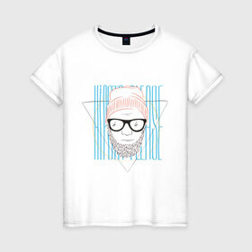 Женская футболка хлопок с принтом Хипстота в Кировске, 100% хлопок | прямой крой, круглый вырез горловины, длина до линии бедер, слегка спущенное плечо | борода
