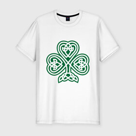 Мужская футболка премиум с принтом Кельтский клевер в Кировске, 92% хлопок, 8% лайкра | приталенный силуэт, круглый вырез ворота, длина до линии бедра, короткий рукав | кельт | клевер | удача | узор | цветок