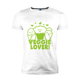 Мужская футболка премиум с принтом Veggie lover (овощелюб) в Кировске, 92% хлопок, 8% лайкра | приталенный силуэт, круглый вырез ворота, длина до линии бедра, короткий рукав | fruits | health | lover | vegan | vegetables | vegetarian | veggie | веган | вегетарианец | диета | здоровье | овощ | фрукт