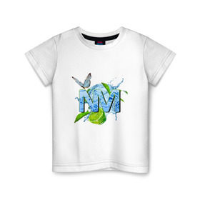 Детская футболка хлопок с принтом NM в Кировске, 100% хлопок | круглый вырез горловины, полуприлегающий силуэт, длина до линии бедер | бабочка